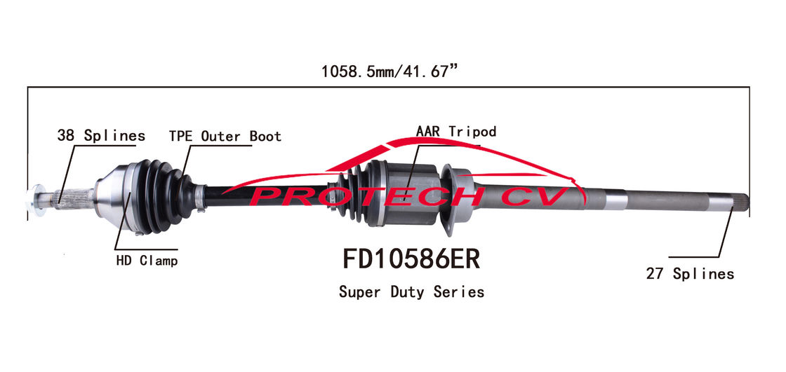 FD10586ER CV  CV Axle Assembly Heavy Duty Clamp TPEE Boot  Cold Forging Grinding Process Technology EXTREME Weather Unit